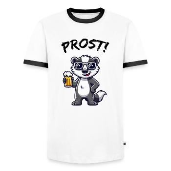 Bière Badger Cheers - T-shirt contrasté Homme - blanc/noir - Devant - AI Model Female 172 light (172cm) & AI Model Male 178 dark (178cm)