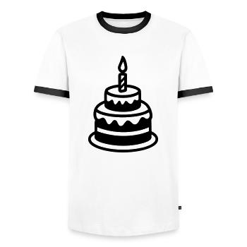 Geburtstagskuchen - Männer Kontrast-T-Shirt - Weiß/Schwarz - Vorne - AI Model Female 172 light (172cm) & AI Model Male 178 dark (178cm)