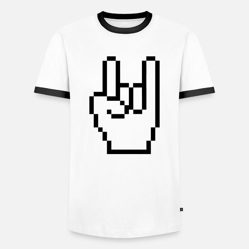 Rock Pixel Hand - Men's Ringer Shirt - white/black