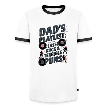 La liste de lecture de papa - T-shirt contrasté Homme - blanc/noir - Devant - AI Model Female 172 light (172cm) & AI Model Male 178 dark (178cm)