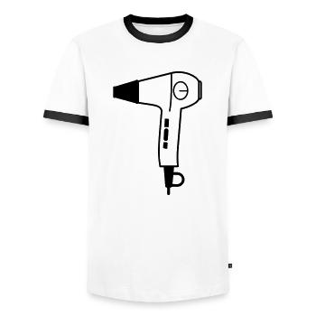 Hair dryer - Men's Ringer Shirt - white/black - Front - AI Model Female 172 light (172cm) & AI Model Male 178 dark (178cm)