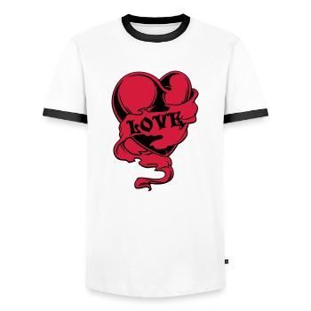 herz - T-shirt contrasté Homme - blanc/noir - Devant - AI Model Female 172 light (172cm) & AI Model Male 178 dark (178cm)
