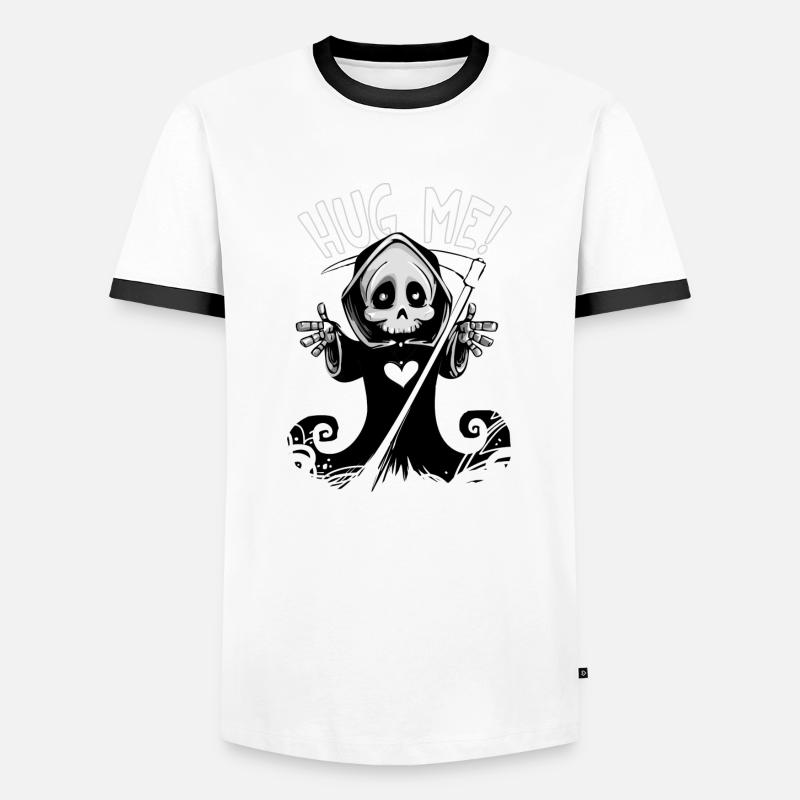 Hug Me - Sensenmann - Männer Kontrast-T-Shirt - Weiß/Schwarz