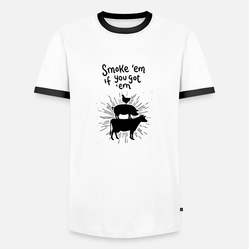 Lecker Fleisch - Männer Kontrast-T-Shirt - Weiß/Schwarz