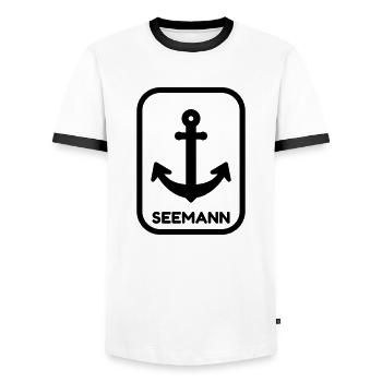 Seemann / Boot / Seebär / Segelboot - Männer Kontrast-T-Shirt - Weiß/Schwarz - Vorne - AI Model Female 172 light (172cm) & AI Model Male 178 dark (178cm)