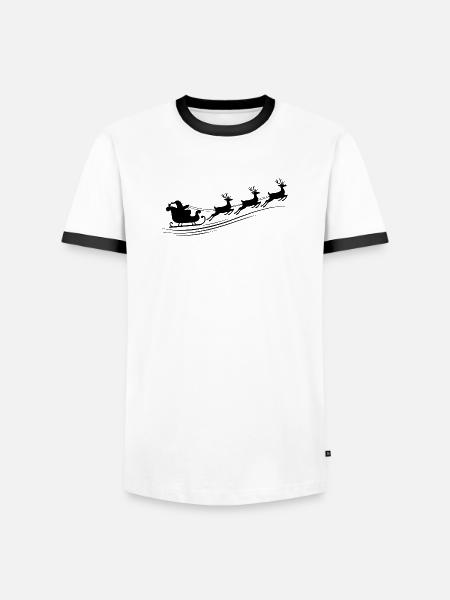 Weihnachtsmann Schlitten Rentiere - Männer Kontrast-T-Shirt - Weiß/Schwarz