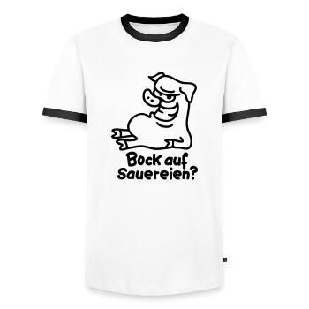 Bock auf Sauereien - line - Männer Kontrast-T-Shirt - Weiß/Schwarz - Vorne - AI Model Female 172 light (172cm) & AI Model Male 178 dark (178cm)