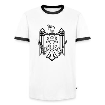 moldavian flag emblem of chisinau moldova - Men's Ringer Shirt - white/black - Front - AI Model Female 172 light (172cm) & AI Model Male 178 dark (178cm)