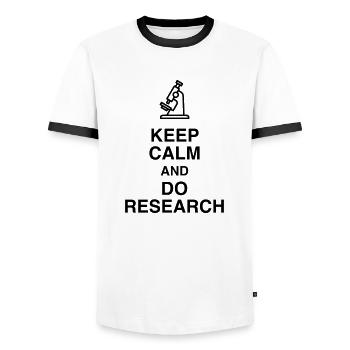 Researcher Research Forscher Chercheur Recherche - Men's Ringer Shirt - white/black - Front - AI Model Female 172 light (172cm) & AI Model Male 178 dark (178cm)