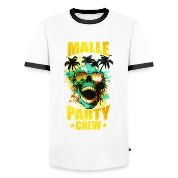 Malle Party Crew Totenkopf Mallorca - Männer Kontrast-T-Shirt - Weiß/Schwarz - Vorne - AI Model Female 172 light (172cm) & AI Model Male 178 dark (178cm)