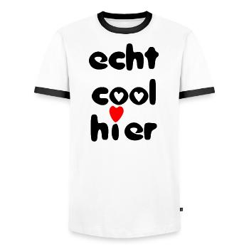 echt cool hier herz schwarz rot - Männer Kontrast-T-Shirt - Weiß/Schwarz - Vorne - AI Model Female 172 light (172cm) & AI Model Male 178 dark (178cm)
