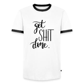 Your mantra at work: Get Shit Done - Men's Ringer Shirt - white/black - Front - AI Model Female 172 light (172cm) & AI Model Male 178 dark (178cm)