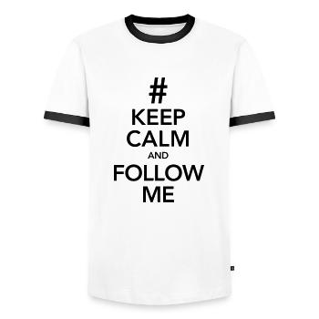 Keep Calm And Follow Me - T-shirt contrasté Homme - blanc/noir - Devant - AI Model Female 172 light (172cm) & AI Model Male 178 dark (178cm)