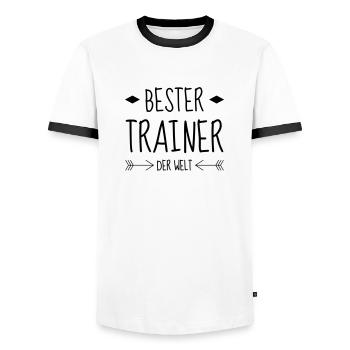 Coach Coaching Trainer Sport Entraineur Team - Men's Ringer Shirt - white/black - Front - AI Model Female 172 light (172cm) & AI Model Male 178 dark (178cm)