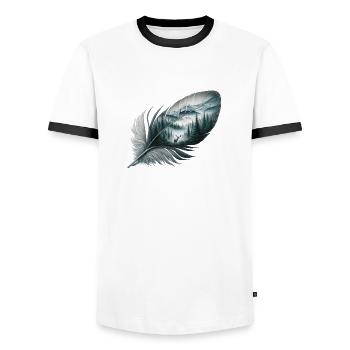 Plume de la faune - T-shirt contrasté Homme - blanc/noir - Devant - AI Model Female 172 light (172cm) & AI Model Male 178 dark (178cm)