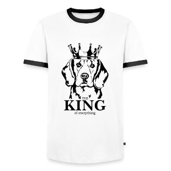 Beagle Roi de tout Chiens Chien Wilsigns - T-shirt contrasté Homme - blanc/noir - Devant - AI Model Female 172 light (172cm) & AI Model Male 178 dark (178cm)