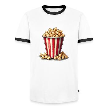 Popcorn - Carnival Children - Men's Ringer Shirt - white/black - Front - AI Model Female 172 light (172cm) & AI Model Male 178 dark (178cm)