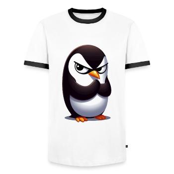 Penguin Funny Animals - Men's Ringer Shirt - white/black - Front - AI Model Female 172 light (172cm) & AI Model Male 178 dark (178cm)