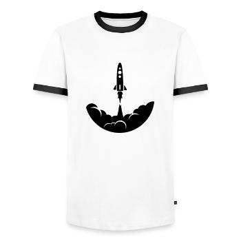 Fusée spatiale - T-shirt contrasté Homme - blanc/noir - Devant - AI Model Female 172 light (172cm) & AI Model Male 178 dark (178cm)