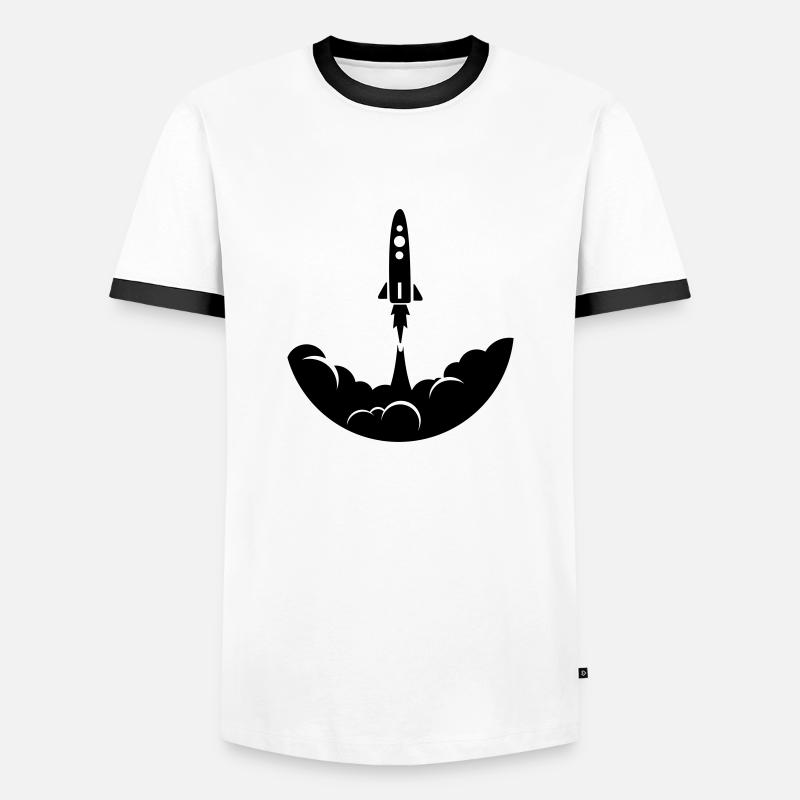Fusée spatiale - T-shirt contrasté Homme - blanc/noir