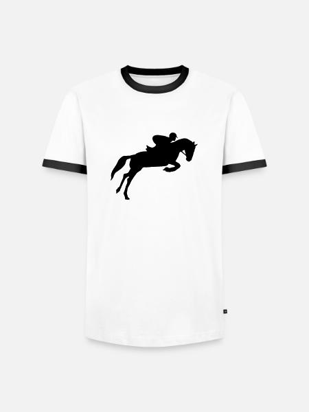 Reiten, Reiter, Reiterin - Männer Kontrast-T-Shirt - Weiß/Schwarz