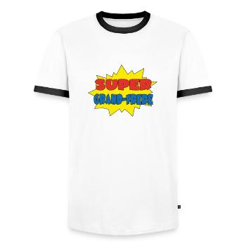 SUPER GRAND FRERE - T-shirt contrasté Homme - blanc/noir - Devant - AI Model Female 172 light (172cm) & AI Model Male 178 dark (178cm)