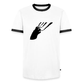 claw - Men's Ringer Shirt - white/black - Front - AI Model Female 172 light (172cm) & AI Model Male 178 dark (178cm)
