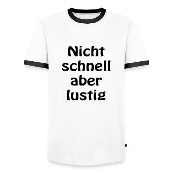 Aber lustig - Männer Kontrast-T-Shirt - Weiß/Schwarz - Vorne - AI Model Female 172 light (172cm) & AI Model Male 178 dark (178cm)