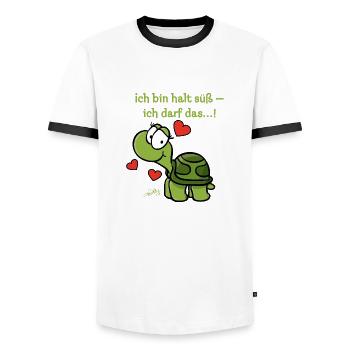 Thoddys Schildkröte - Männer Kontrast-T-Shirt - Weiß/Schwarz - Vorne - AI Model Female 172 light (172cm) & AI Model Male 178 dark (178cm)
