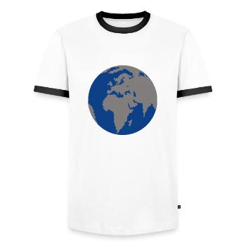 Globus - Männer Kontrast-T-Shirt - Weiß/Schwarz - Vorne - AI Model Female 172 light (172cm) & AI Model Male 178 dark (178cm)