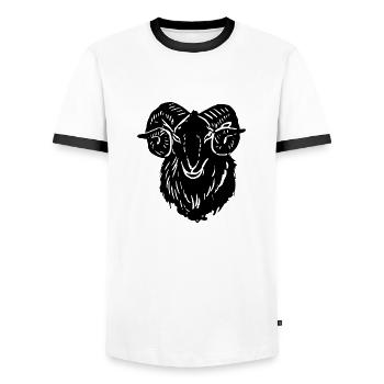 goat6 - Männer Kontrast-T-Shirt - Weiß/Schwarz - Vorne - AI Model Female 172 light (172cm) & AI Model Male 178 dark (178cm)