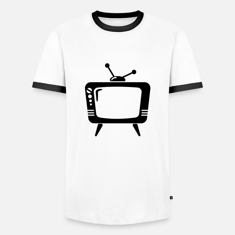 Fernseher - Männer Kontrast-T-Shirt - Weiß/Schwarz