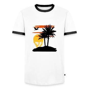 Sonnenuntergang - Sunset - T-shirt contrasté Homme - blanc/noir - Devant - AI Model Female 172 light (172cm) & AI Model Male 178 dark (178cm)