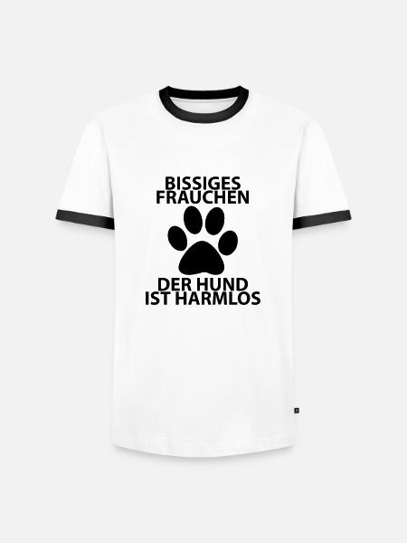 bissiges frauchen - Männer Kontrast-T-Shirt - Weiß/Schwarz