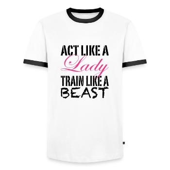 Act Like A Lady - T-shirt contrasté Homme - blanc/noir - Devant - AI Model Female 172 light (172cm) & AI Model Male 178 dark (178cm)