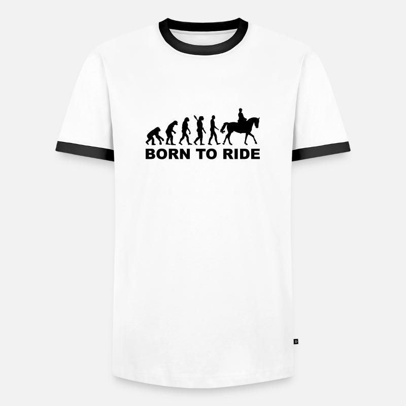 Evolution Reiten - Männer Kontrast-T-Shirt - Weiß/Schwarz