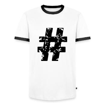 tag_f1 - Männer Kontrast-T-Shirt - Weiß/Schwarz - Vorne - AI Model Female 172 light (172cm) & AI Model Male 178 dark (178cm)