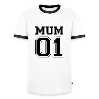 Mum number 01 - T-shirt contrasté Homme - blanc/noir - Devant - AI Model Female 172 light (172cm) & AI Model Male 178 dark (178cm)