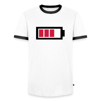 Batterie - Männer Kontrast-T-Shirt - Weiß/Schwarz - Vorne - AI Model Female 172 light (172cm) & AI Model Male 178 dark (178cm)