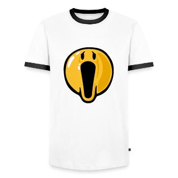 Smiley scream - Men's Ringer Shirt - white/black - Front - AI Model Female 172 light (172cm) & AI Model Male 178 dark (178cm)