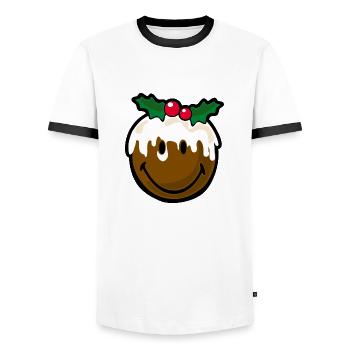Smiley Christmas Cookie - Männer Kontrast-T-Shirt - Weiß/Schwarz - Vorne - AI Model Female 172 light (172cm) & AI Model Male 178 dark (178cm)