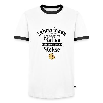 Lehrerinnen Trinken Nicht Nur Kaffee... - Männer Kontrast-T-Shirt - Weiß/Schwarz - Vorne - AI Model Female 172 light (172cm) & AI Model Male 178 dark (178cm)