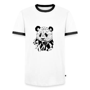 panda - Men's Ringer Shirt - white/black - Front - AI Model Female 172 light (172cm) & AI Model Male 178 dark (178cm)