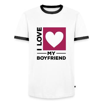 i love my boyfriend - Männer Kontrast-T-Shirt - Weiß/Schwarz - Vorne - AI Model Female 172 light (172cm) & AI Model Male 178 dark (178cm)