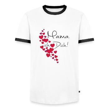 Muttertag Mama Ich liebe Dich, personalisierbar - Männer Kontrast-T-Shirt - Weiß/Schwarz - Vorne - AI Model Female 172 light (172cm) & AI Model Male 178 dark (178cm)