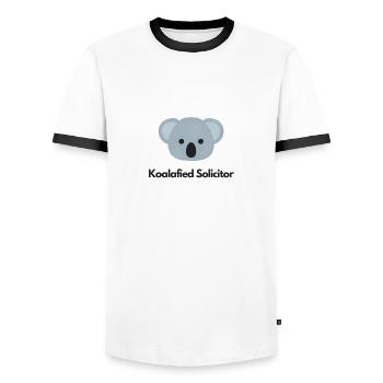 Koalafied Solicitor - Men's Ringer Shirt - white/black - Front - AI Model Female 172 light (172cm) & AI Model Male 178 dark (178cm)