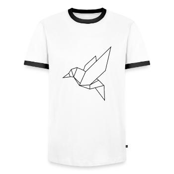 humming-bird - Men's Ringer Shirt - white/black - Front - AI Model Female 172 light (172cm) & AI Model Male 178 dark (178cm)