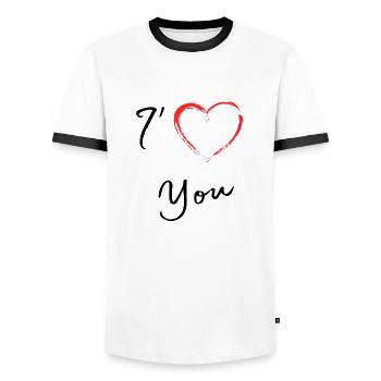 I love you - Men's Ringer Shirt - white/black - Front - AI Model Female 172 light (172cm) & AI Model Male 178 dark (178cm)