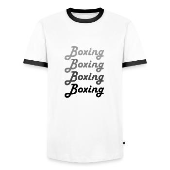Boxen, Liebe Boxen, Boxen Hoodies, Boxshirt - Männer Kontrast-T-Shirt - Weiß/Schwarz - Vorne - AI Model Female 172 light (172cm) & AI Model Male 178 dark (178cm)