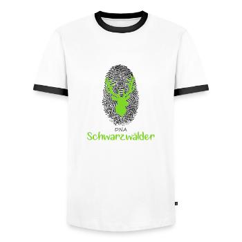 DNA Black Forest Fingerprint with Deer - Men's Ringer Shirt - white/black - Front - AI Model Female 172 light (172cm) & AI Model Male 178 dark (178cm)